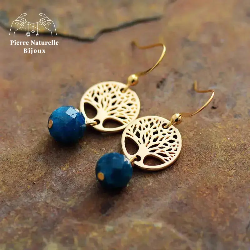 Boucles d'oreilles "Persévérance" en Apatite | Boucles d'Oreilles | pierre naturelle bijoux