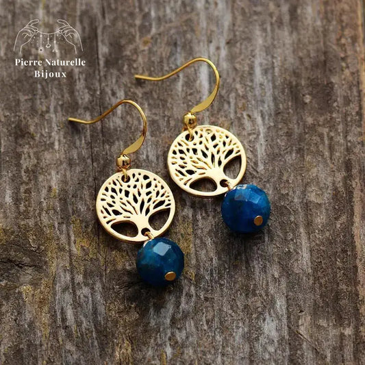 Boucles d'oreilles "Persévérance" en Apatite | Boucles d'Oreilles | pierre naturelle bijoux
