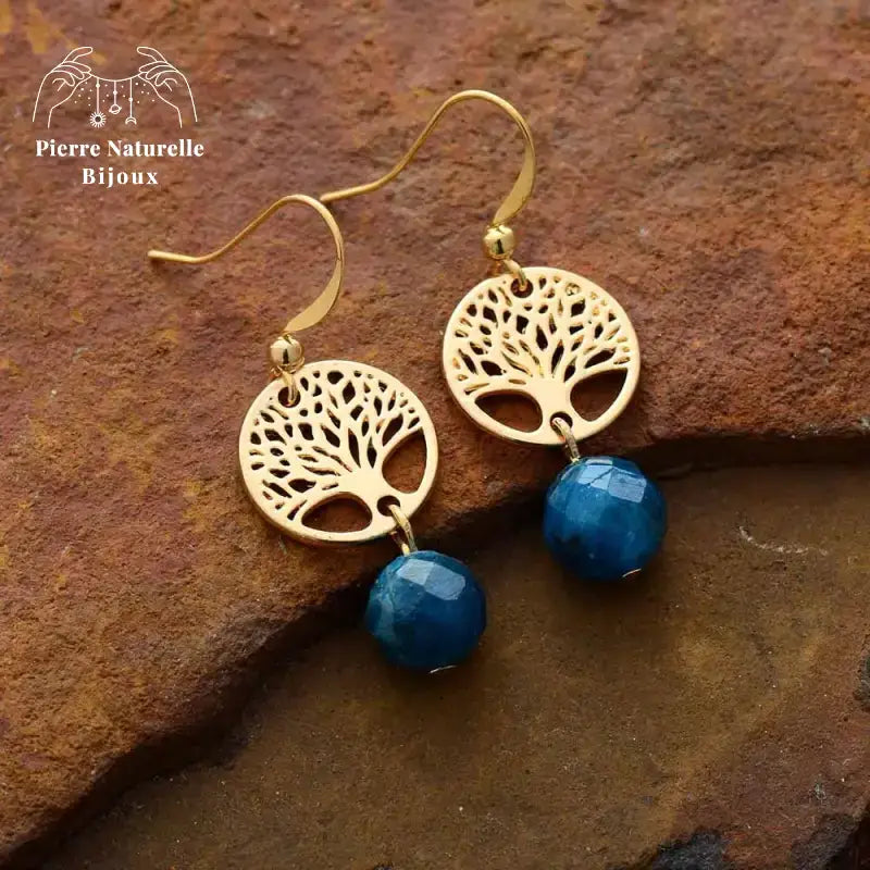 Boucles d'oreilles "Persévérance" en Apatite | Boucles d'Oreilles | pierre naturelle bijoux