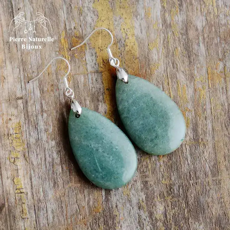 Boucles d'oreilles "Fraîcheur" en Aventurine / œil de tigre | Boucles d'Oreilles | pierre naturelle bijoux