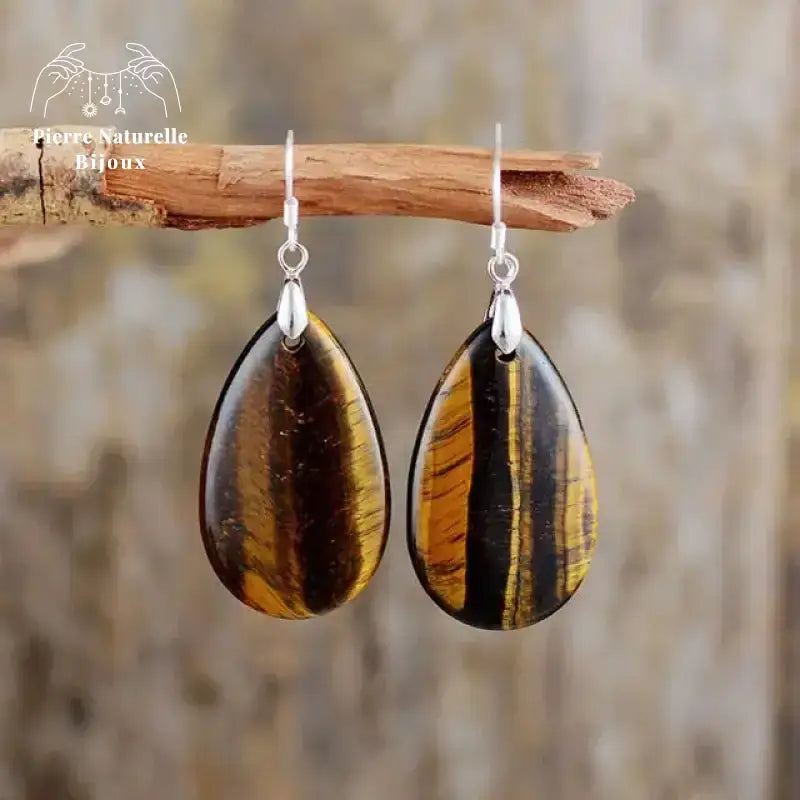 Boucles d'oreilles "Fraîcheur" en œil de tigre