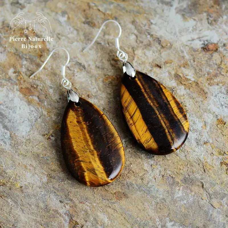 Boucles d'oreilles "Fraîcheur" en Aventurine / œil de tigre | Boucles d'Oreilles | pierre naturelle bijoux