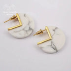 Boucles d'oreilles en Howlite | Boucles d'Oreilles | pierre naturelle bijoux