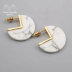 Boucles d'oreilles en Howlite | Boucles d'Oreilles | pierre naturelle bijoux