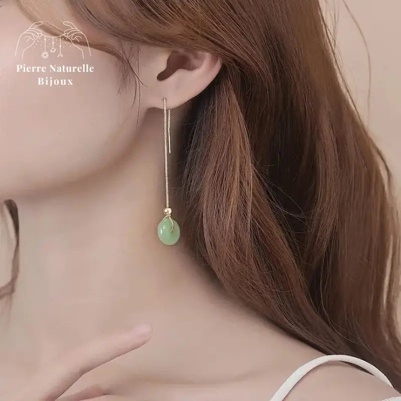 Boucles d'oreilles en Jade | Boucles d'Oreilles | pierre naturelle bijoux