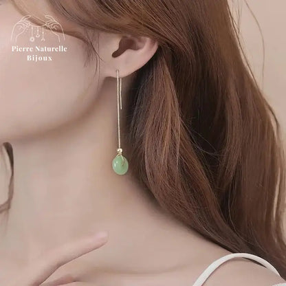 Boucles d'oreilles en Jade | Boucles d'Oreilles | pierre naturelle bijoux