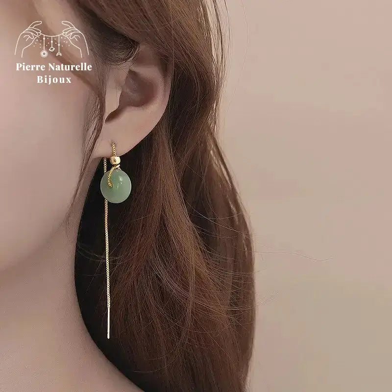 Boucles d'oreilles en Jade | Boucles d'Oreilles | pierre naturelle bijoux