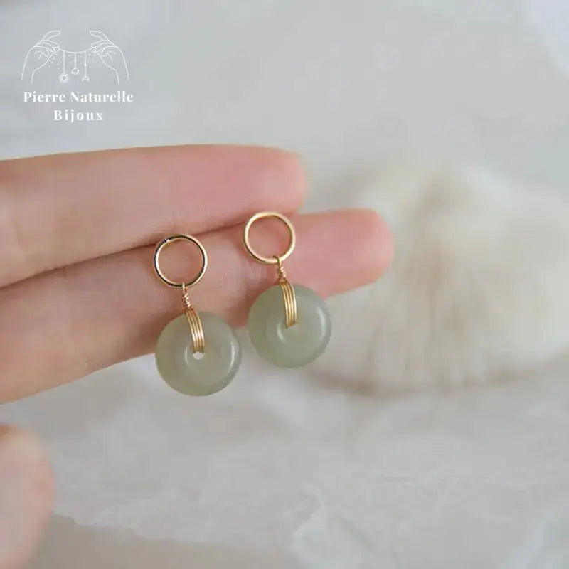 Boucles d'oreilles "Légèreté" en Jade | Boucles d'Oreilles | pierre naturelle bijoux