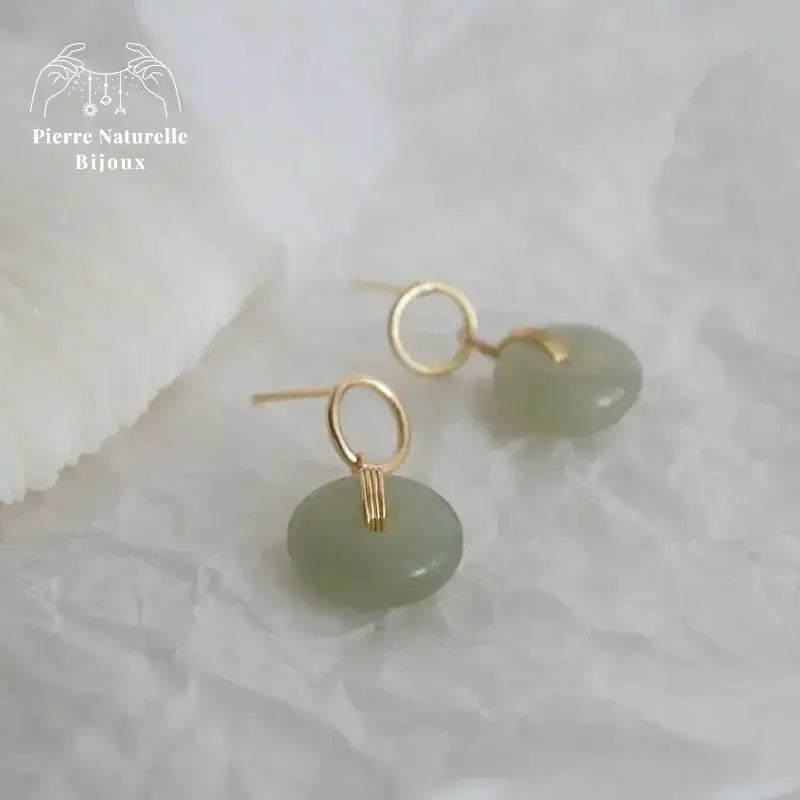 Boucles d'oreilles "Légèreté" en Jade | Boucles d'Oreilles | pierre naturelle bijoux