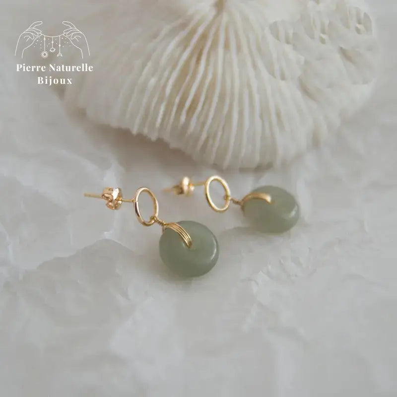 Boucles d'oreilles "Légèreté" en Jade | Boucles d'Oreilles | pierre naturelle bijoux