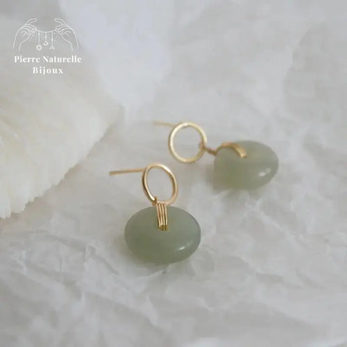 Boucles d'oreilles "Légèreté" en Jade | Boucles d'Oreilles | pierre naturelle bijoux