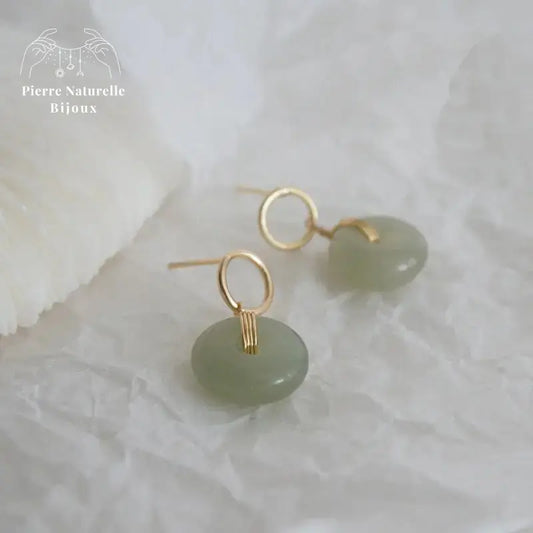 Boucles d'oreilles "Légèreté" en Jade | Boucles d'Oreilles | pierre naturelle bijoux