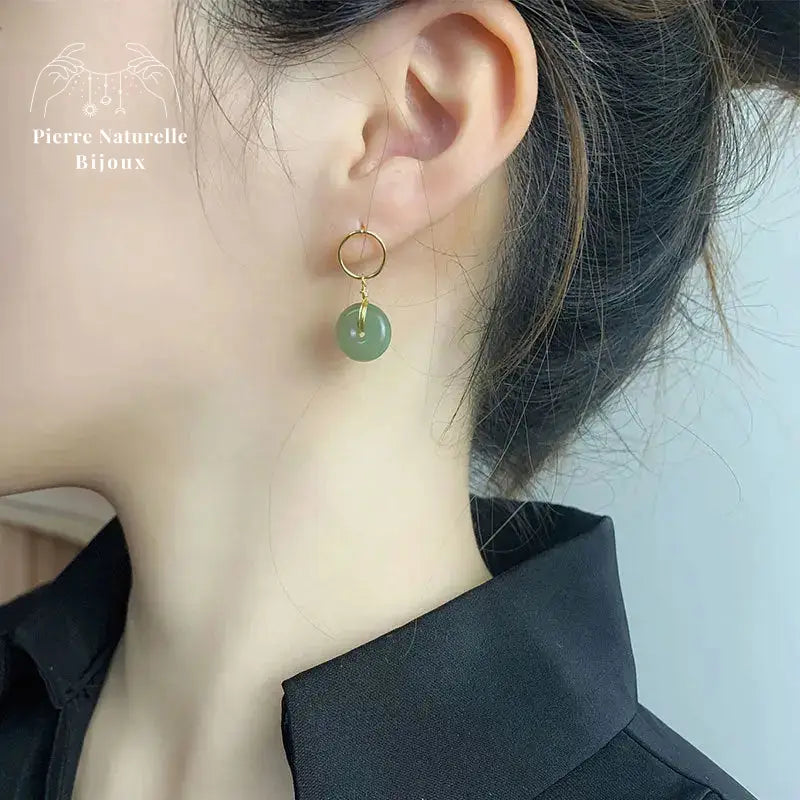 Boucles d'oreilles "Légèreté" en Jade | Boucles d'Oreilles | pierre naturelle bijoux