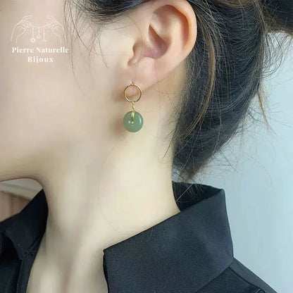 Boucles d'oreilles "Légèreté" en Jade | Boucles d'Oreilles | pierre naturelle bijoux