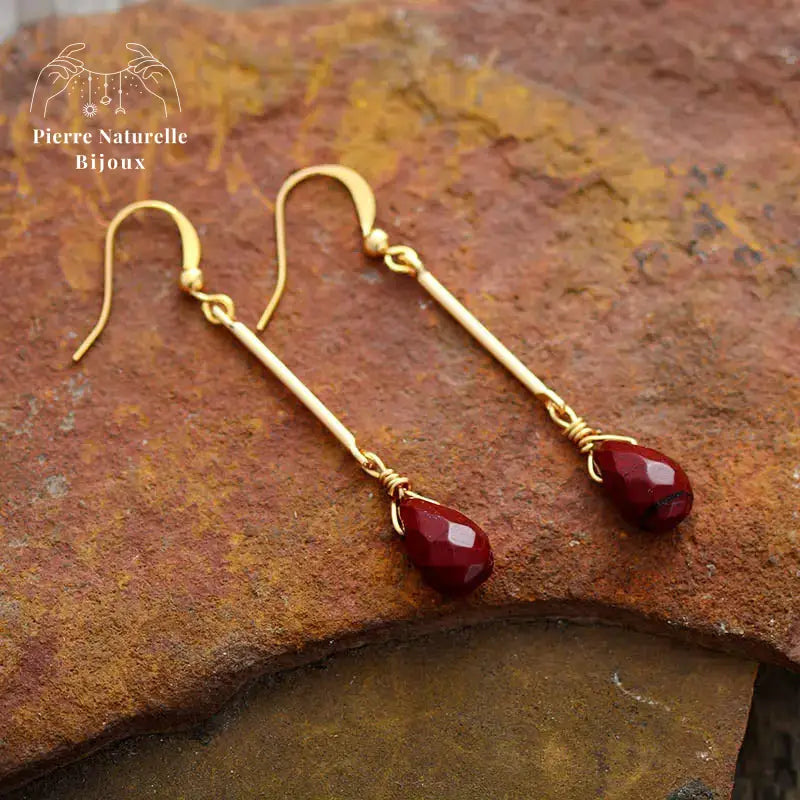 Boucles d'oreilles "Endurance" en Jaspe rouge | Boucles d'Oreilles | pierre naturelle bijoux