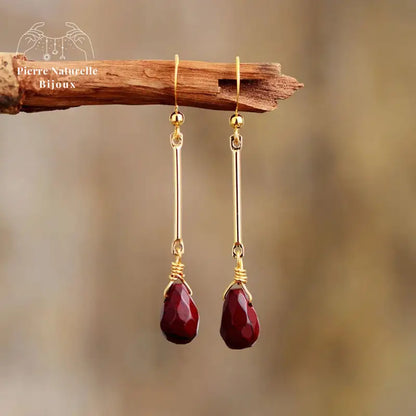 Boucles d'oreilles "Endurance" en Jaspe rouge | Boucles d'Oreilles | pierre naturelle bijoux
