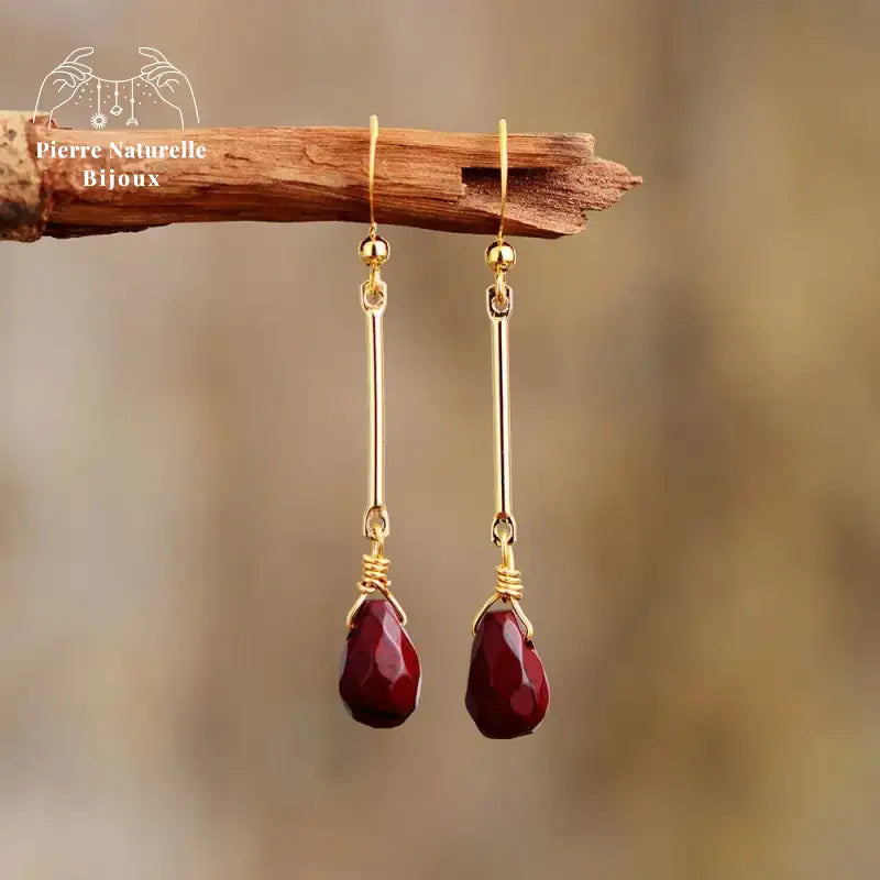 Boucles d'oreilles "Endurance" en Jaspe rouge | Boucles d'Oreilles | pierre naturelle bijoux