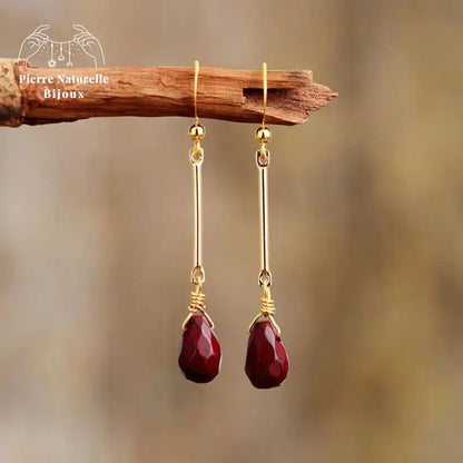 Boucles d'oreilles "Endurance" en Jaspe rouge | Boucles d'Oreilles | pierre naturelle bijoux