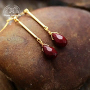 Boucles d'oreilles "Endurance" en Jaspe rouge | Boucles d'Oreilles | pierre naturelle bijoux