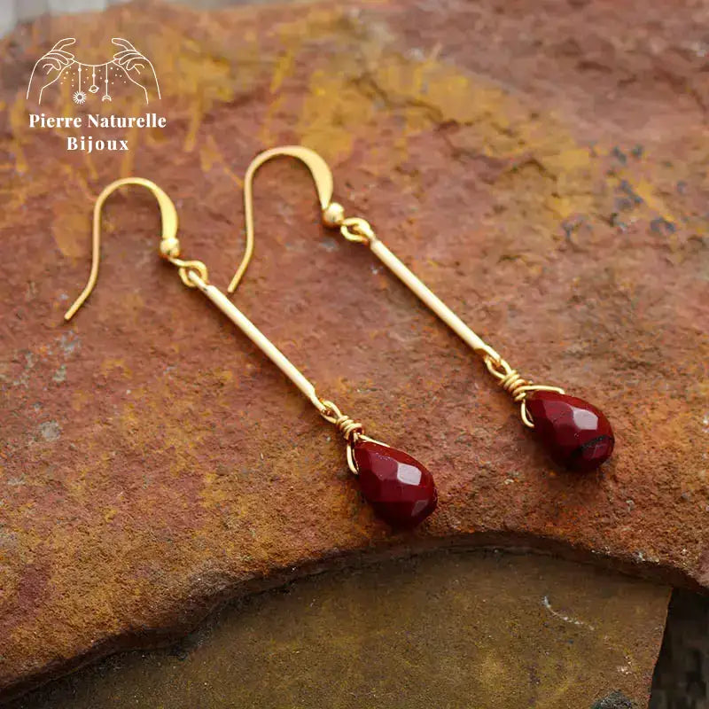 Boucles d'oreilles "Endurance" en Jaspe rouge | Boucles d'Oreilles | pierre naturelle bijoux