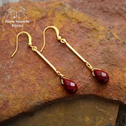Boucles d'oreilles "Endurance" en Jaspe rouge | Boucles d'Oreilles | pierre naturelle bijoux