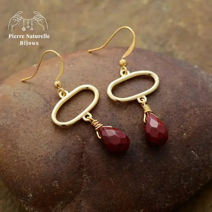 Boucles d'oreilles "Isis" en Jaspe rouge | Boucles d'Oreilles | pierre naturelle bijoux