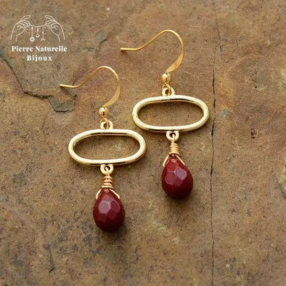Boucles d'oreilles "Isis" en Jaspe rouge | Boucles d'Oreilles | pierre naturelle bijoux