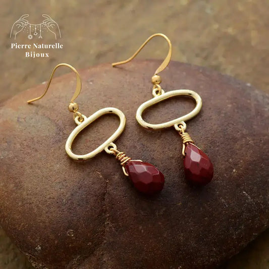 Boucles d'oreilles "Isis" en Jaspe rouge | Boucles d'Oreilles | pierre naturelle bijoux