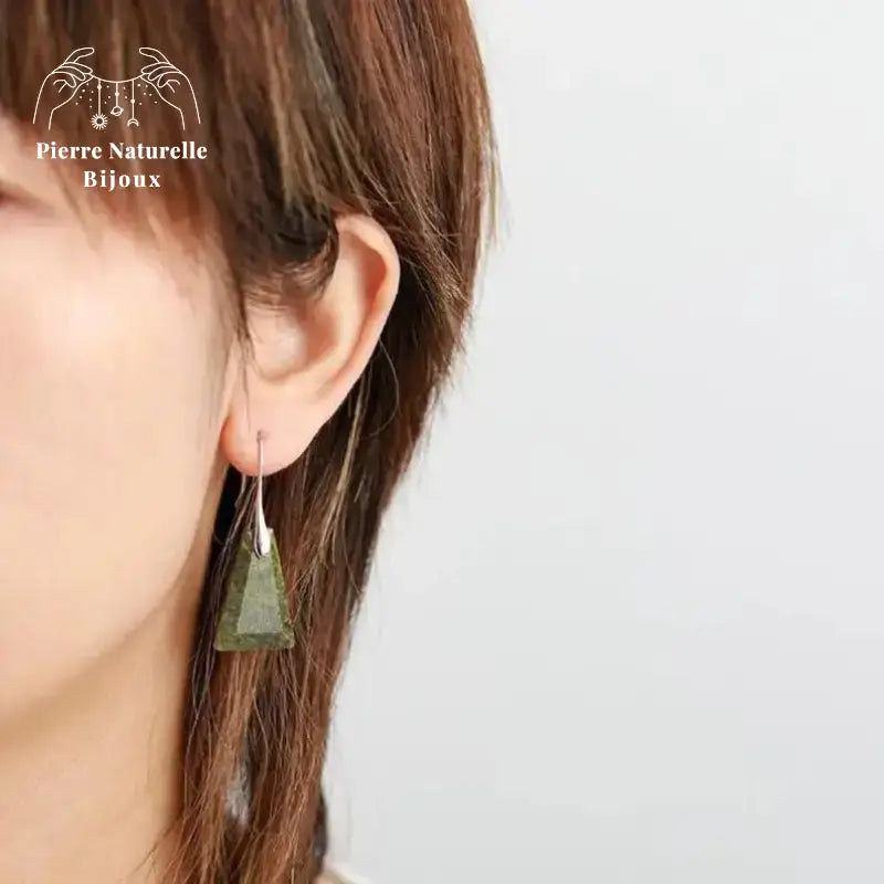 Boucles d'oreilles "Goutte d'eau" en Jaspe vert | Boucles d'Oreilles | pierre naturelle bijoux
