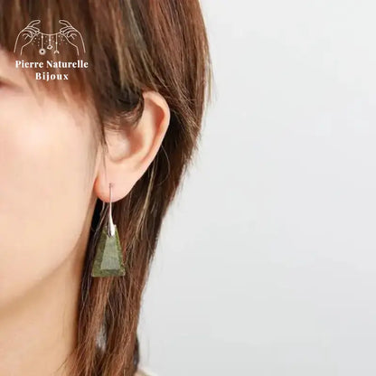 Boucles d'oreilles "Goutte d'eau" en Jaspe vert | Boucles d'Oreilles | pierre naturelle bijoux