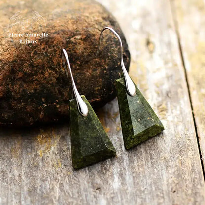 Boucles d'oreilles "Goutte d'eau" en Jaspe vert | Boucles d'Oreilles | pierre naturelle bijoux