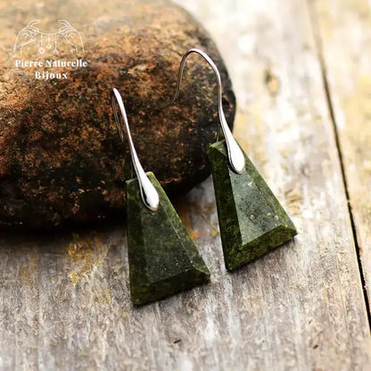 Boucles d'oreilles "Goutte d'eau" en Jaspe vert | Boucles d'Oreilles | pierre naturelle bijoux