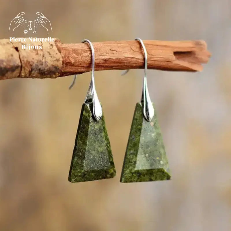 Boucles d'oreilles "Goutte d'eau" en Jaspe