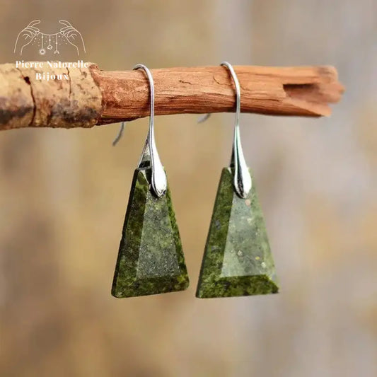 Boucles d'oreilles "Goutte d'eau" en Jaspe