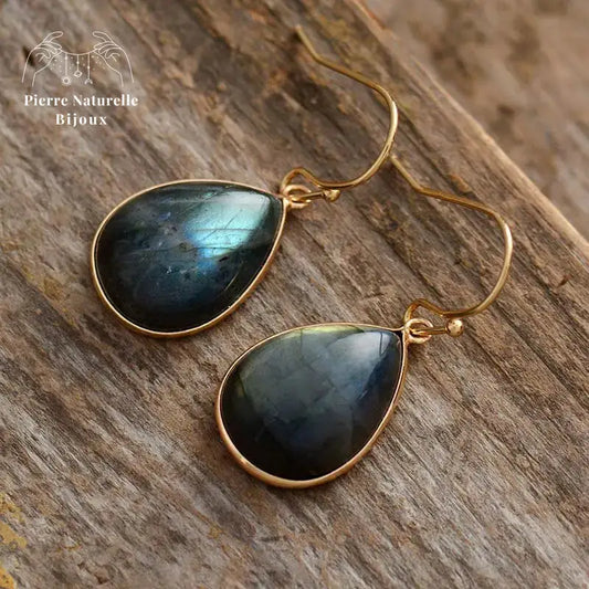 Boucles d'oreilles en Labradorite | Boucles d'Oreilles | pierre naturelle bijoux