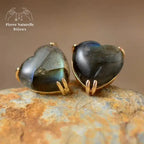 Boucles d'oreilles "Cœur" en Labradorite