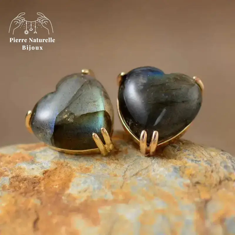 Boucles d'oreilles "Cœur" en Labradorite