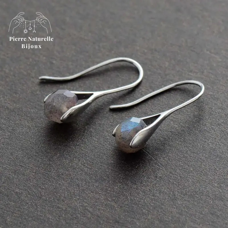 Boucles d'oreilles "Créativité" en Labradorite | Boucles d'Oreilles | pierre naturelle bijoux