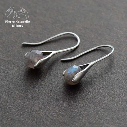 Boucles d'oreilles "Créativité" en Labradorite | Boucles d'Oreilles | pierre naturelle bijoux