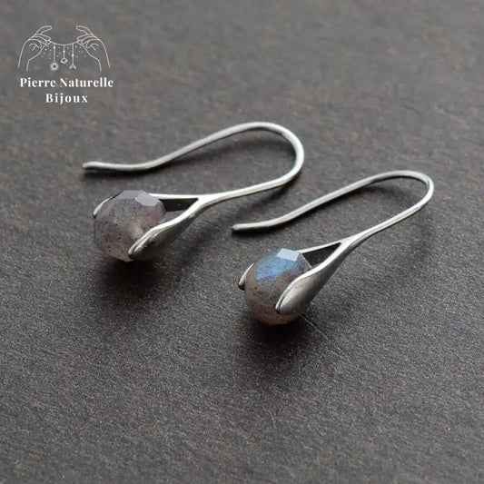 Boucles d'oreilles "Créativité" en Labradorite | Boucles d'Oreilles | pierre naturelle bijoux
