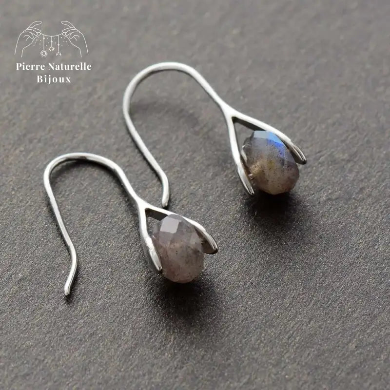 Boucles d'oreilles "Créativité" en Labradorite | Boucles d'Oreilles | pierre naturelle bijoux