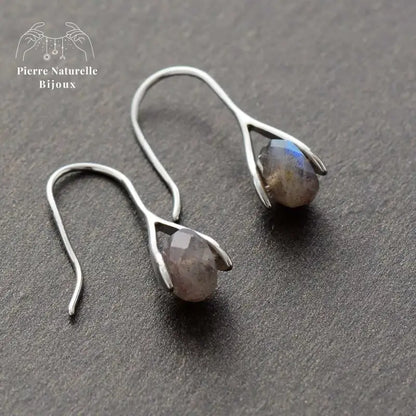 Boucles d'oreilles "Créativité" en Labradorite | Boucles d'Oreilles | pierre naturelle bijoux