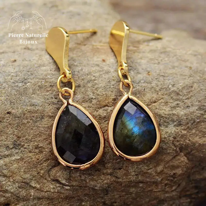 Boucles d'oreilles "Finesse" en Labradorite | Boucles d'Oreilles | pierre naturelle bijoux