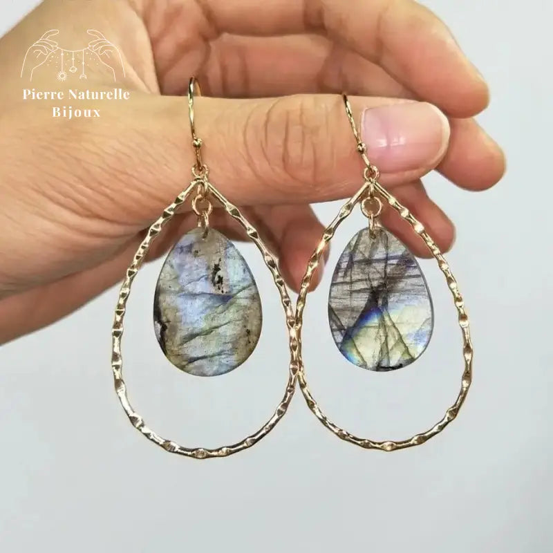 Boucles d'oreilles "Sensation" en Labradorite | Boucles d'Oreilles | pierre naturelle bijoux
