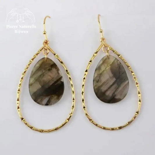 Boucles d'oreilles "Sensation" en Labradorite | Boucles d'Oreilles | pierre naturelle bijoux