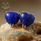 Boucles d'oreilles "Cœur" en Lapis-lazuli | Boucles d'Oreilles | pierre naturelle bijoux