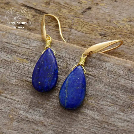Boucles d'oreilles "Intégrité" en Lapis-lazuli | Boucles d'Oreilles | pierre naturelle bijoux