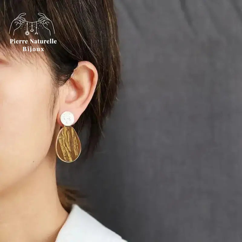 Boucles d'oreilles "Réussite" en œil de tigre | Boucles d'Oreilles | pierre naturelle bijoux