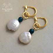 Boucles d'oreilles en perle d'eau douce et Apatite | Boucles d'Oreilles | pierre naturelle bijoux