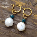 Boucles d'oreilles en perle d'eau douce et Apatite | Boucles d'Oreilles | pierre naturelle bijoux
